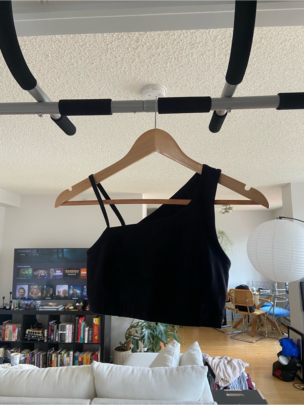 Athletic Works Black One-Shoulder Double-Strap Crop Top